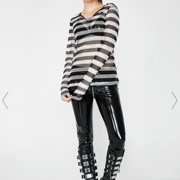 Tripp nyc Tops - Tripp striped mesh shirt